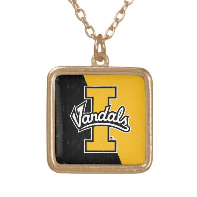 University of Idaho Color Block Distressed Gold Plated Necklace (Front)