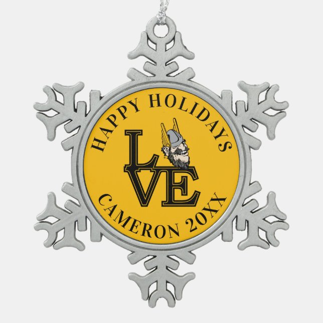 University of Idaho Love Snowflake Pewter Christmas Ornament (Front)