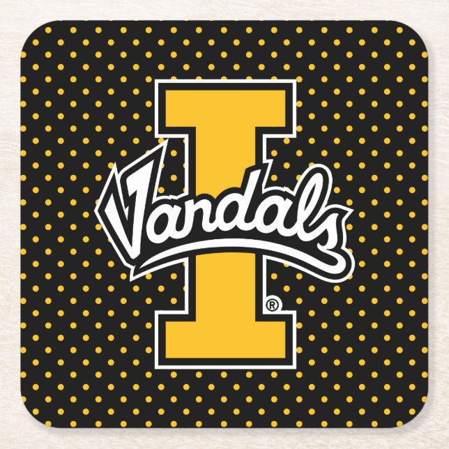 University of Idaho Polka Dot Pattern Square Paper Coaster (Front)