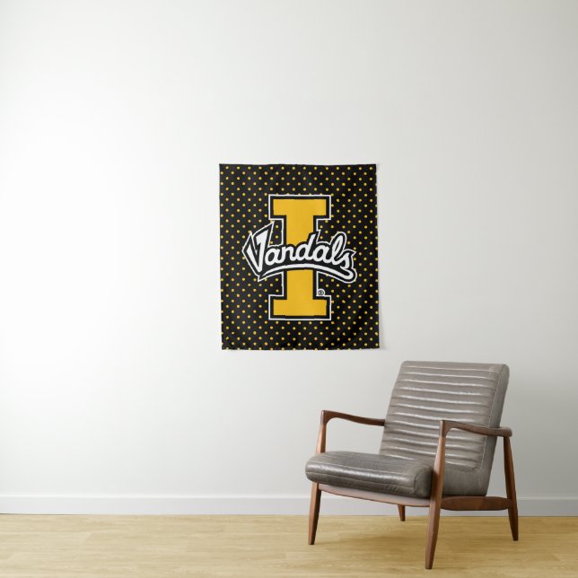 University of Idaho Polka Dot Pattern Tapestry (In Situ)