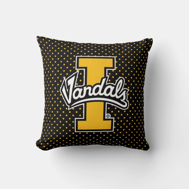 University of Idaho Polka Dot Pattern Throw Pillow (Front)