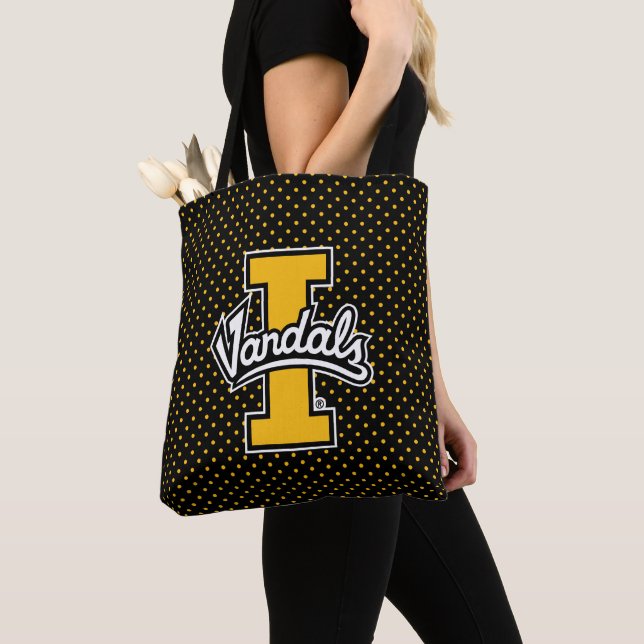 University of Idaho Polka Dot Pattern Tote Bag (Close Up)