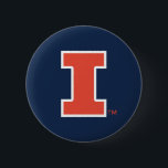 University of Illinois Block "I" Logo Button<br><div class="desc">The design features the University of Illinois's iconic block "I" logo in a bold, vibrant orange color, outlined with a dark blue border. The letter "I" is centered and designed in a simple, geometric, block style. A small orange trademark symbol (®) is positioned in the lower right corner of the...</div>