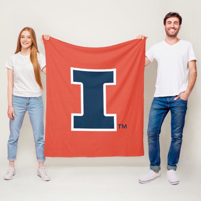 University of Illinois Block "I" Logo Fleece Blanket (In Situ)