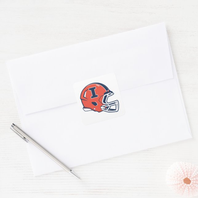 University of Illinois Football Helmet Square Sticker (Envelope)