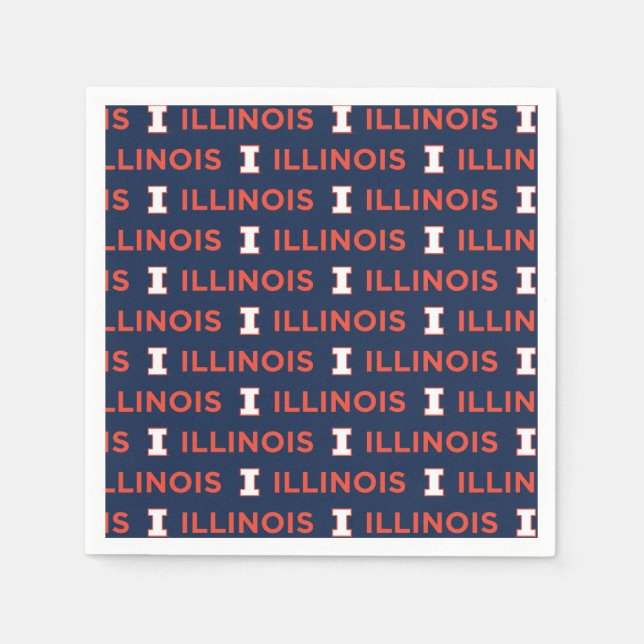 University of Illinois Logo and Wordmark Combinati Napkins (Front)