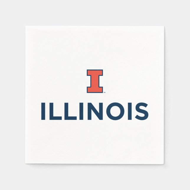 University of Illinois Logo and Wordmark Combinati Napkins (Front)