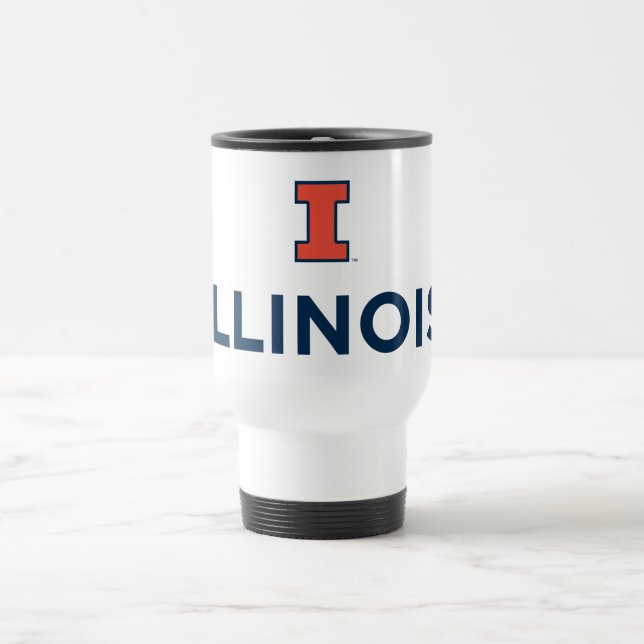 University of Illinois Logo and Wordmark Combinati Travel Mug (Center)
