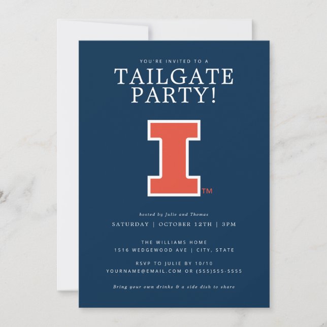 University of Illinois Tailgate Party Invitation (Front)