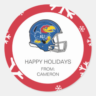 University of Kansas Jayhawk Football Helmet Classic Round Sticker