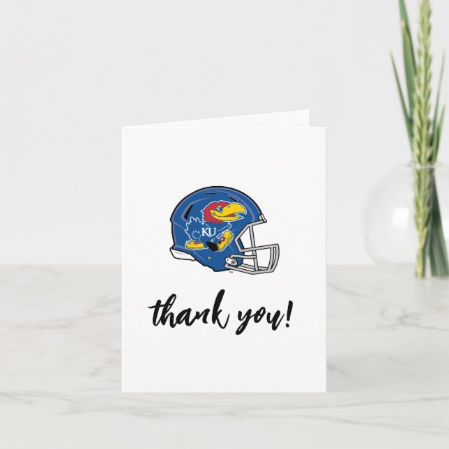 University of Kansas Jayhawk Football Helmet Thank You Card (Front)
