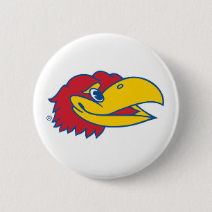 University of Kansas Jayhawk Head Logo Button