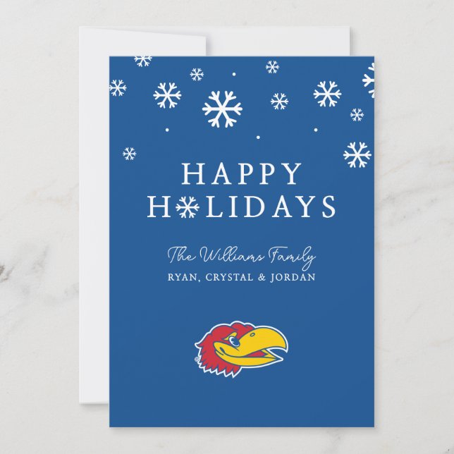 University of Kansas Jayhawk Head Logo Holiday Card (Front)