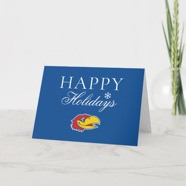 University of Kansas Jayhawk Head Logo Holiday Card (Front)
