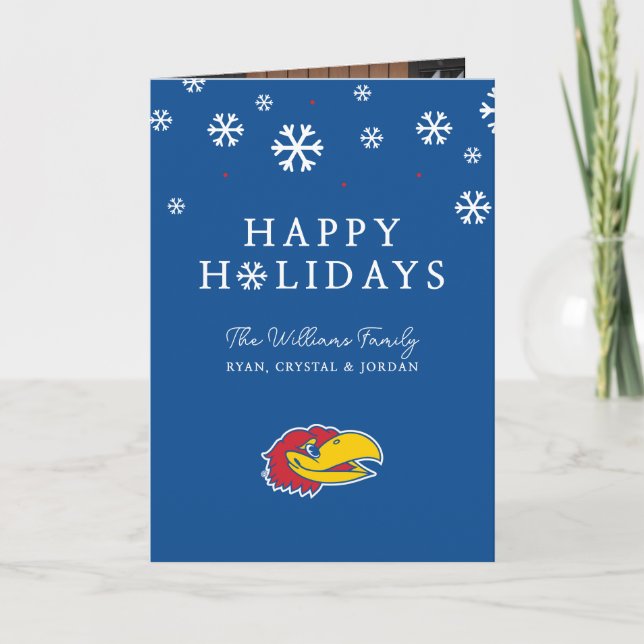 University of Kansas Jayhawk Head Logo Holiday Card (Front)