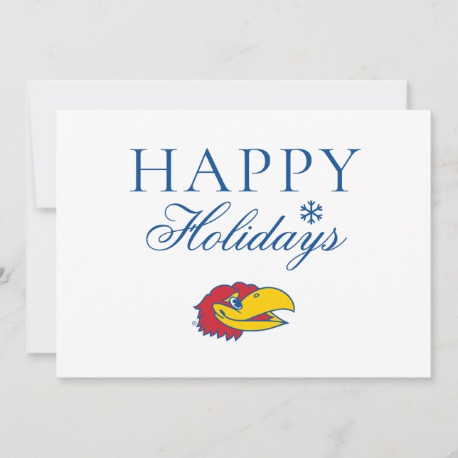 University of Kansas Jayhawk Head Logo Holiday Card (Front)