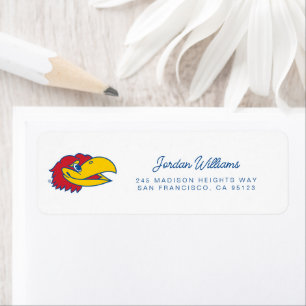 University of Kansas Jayhawk Head Logo Label