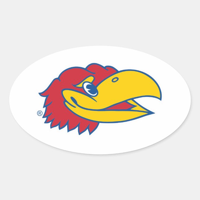 University of Kansas Jayhawk Head Logo Oval Sticker (Front)