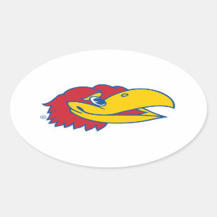 University of Kansas Jayhawk Head Logo Oval Sticker