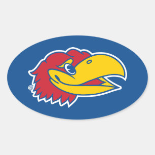 University of Kansas Jayhawk Head Logo Oval Sticker