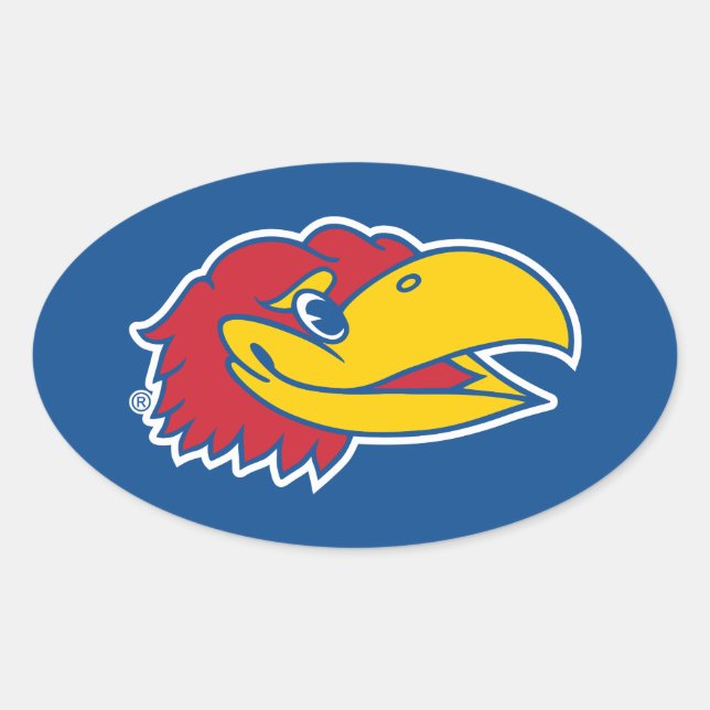 University of Kansas Jayhawk Head Logo Oval Sticker (Front)