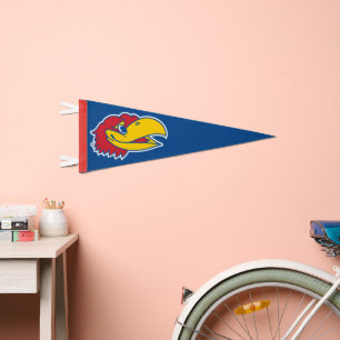 University of Kansas Jayhawk Head Logo Pennant Flag