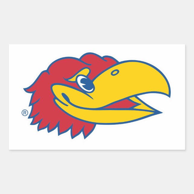 University of Kansas Jayhawk Head Logo Rectangular Sticker (Front)