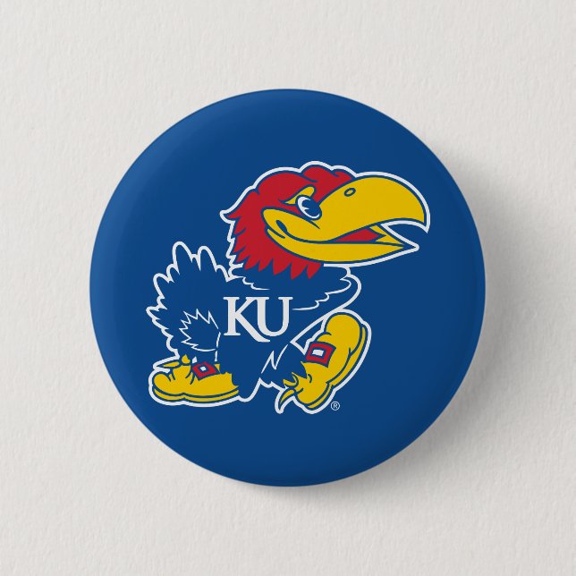 University of Kansas Jayhawk Logo Button (Front)