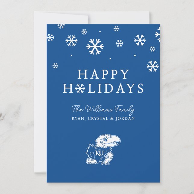 University of Kansas Jayhawk Logo Holiday Card (Front)