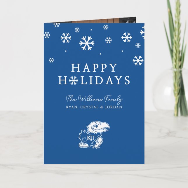University of Kansas Jayhawk Logo Holiday Card (Front)