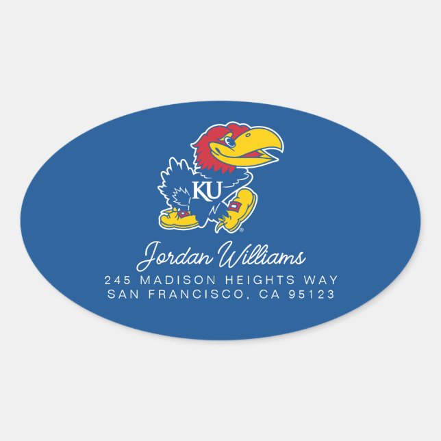 University of Kansas Jayhawk Logo Oval Sticker (Front)
