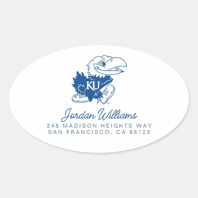 University of Kansas Jayhawk Logo Oval Sticker (Front)