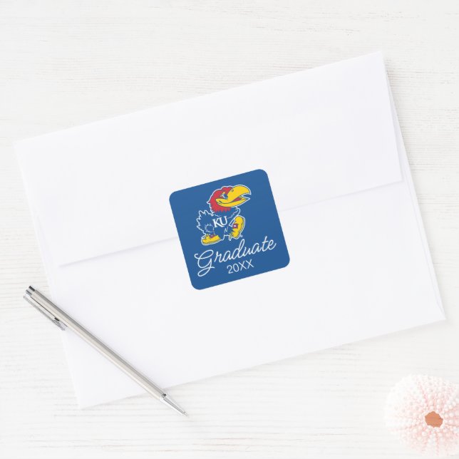 University of Kansas Jayhawk Logo Square Sticker (Envelope)