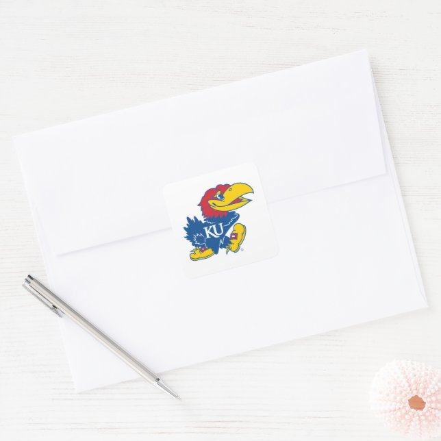 University of Kansas Jayhawk Logo Square Sticker (Envelope)