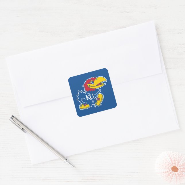 University of Kansas Jayhawk Logo Square Sticker (Envelope)