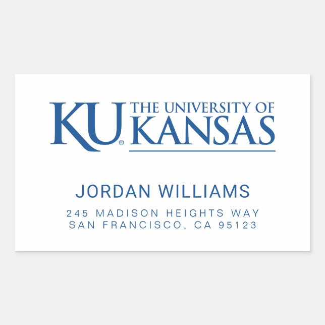 University of Kansas Text Logo Rectangular Sticker (Front)