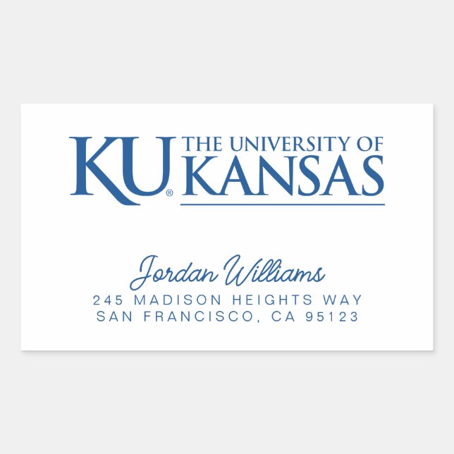 University of Kansas Text Logo Rectangular Sticker (Front)