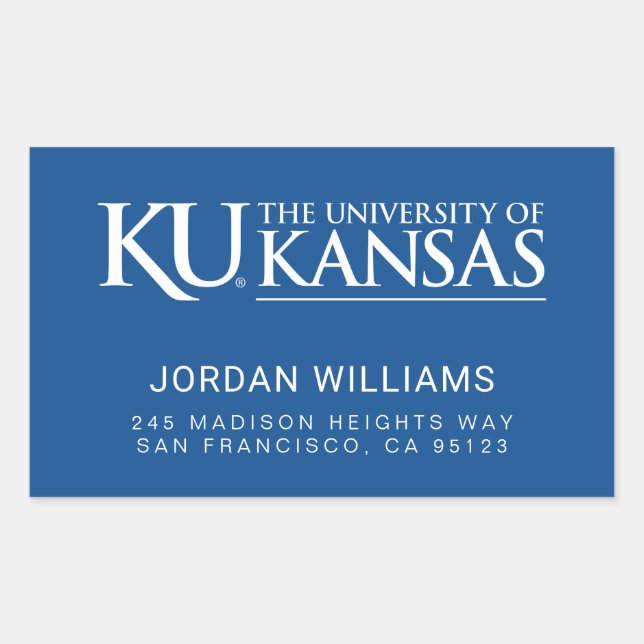 University of Kansas Text Logo Rectangular Sticker (Front)