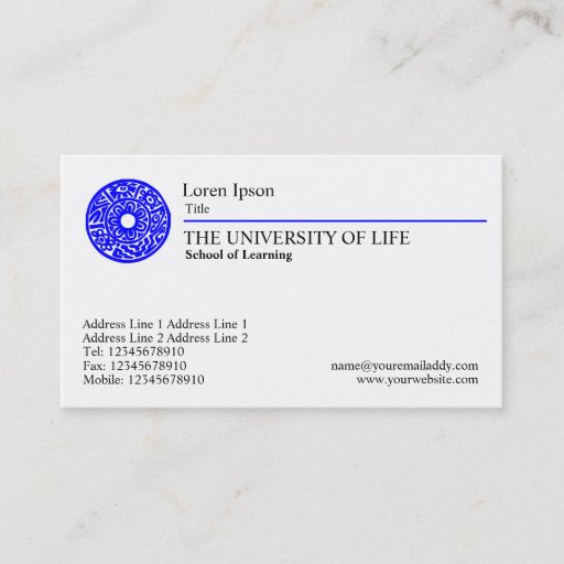 Customizable University of Life - Blue Rule Business Card Templates
