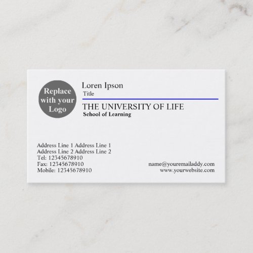 University of Life - Blue Rule Business Cards