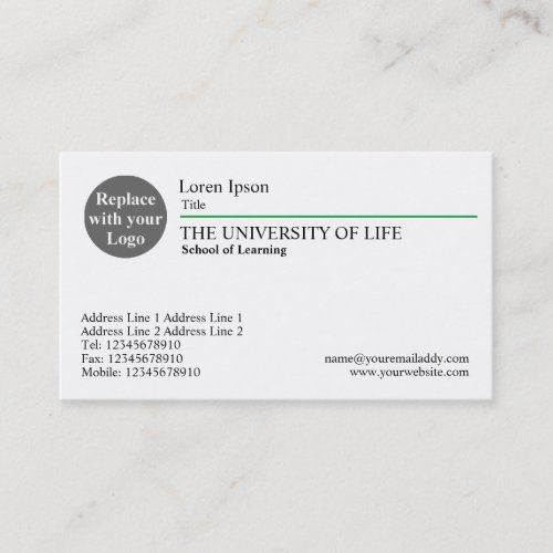 University of Life - Green Rule Business Card Templates