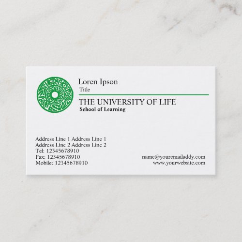 University of Life - Green Rule Business Card