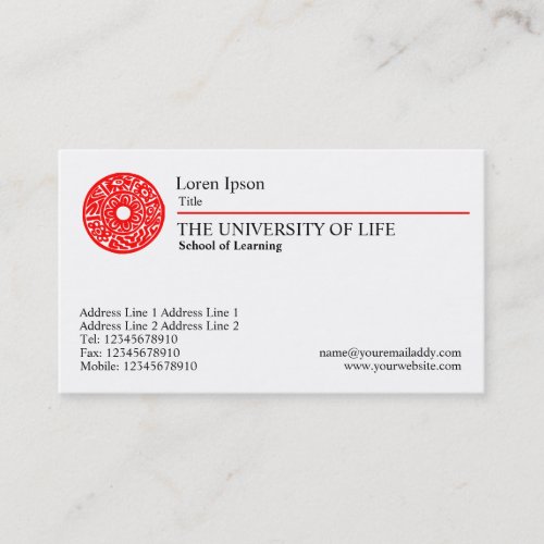University of Life - Red Rule Business Card