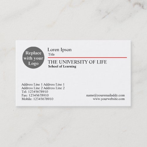 University of Life - Red Rule Business Cards