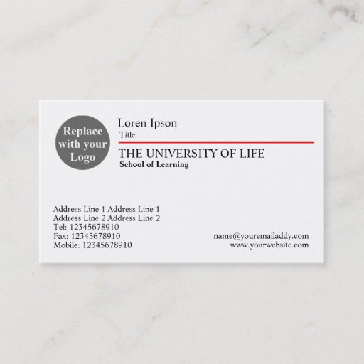 Customizable University of Life - Red Rule Business Cards