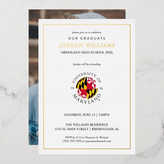 University of Maryland Emblem Foil Invitation (Front/Back)