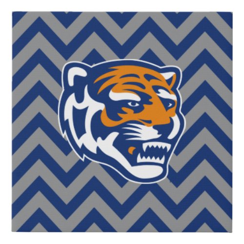 University of Memphis Chevron Pattern Faux Canvas Print