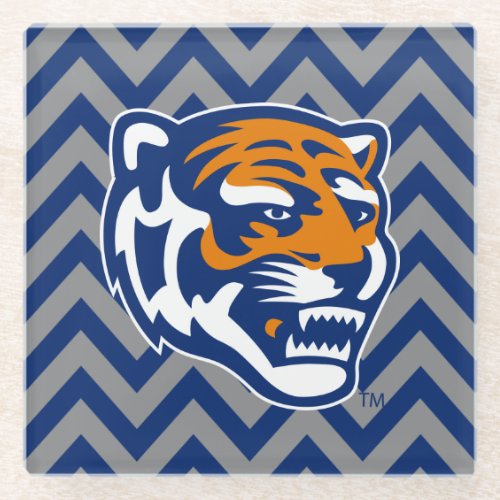 University of Memphis Chevron Pattern Glass Coaster