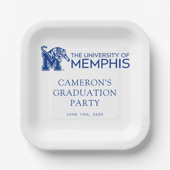 University of Memphis Composite Logo Paper Plates (Front)