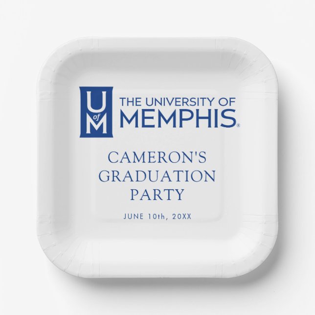 University of Memphis Formal Academic Logo Paper Plates (Front)
